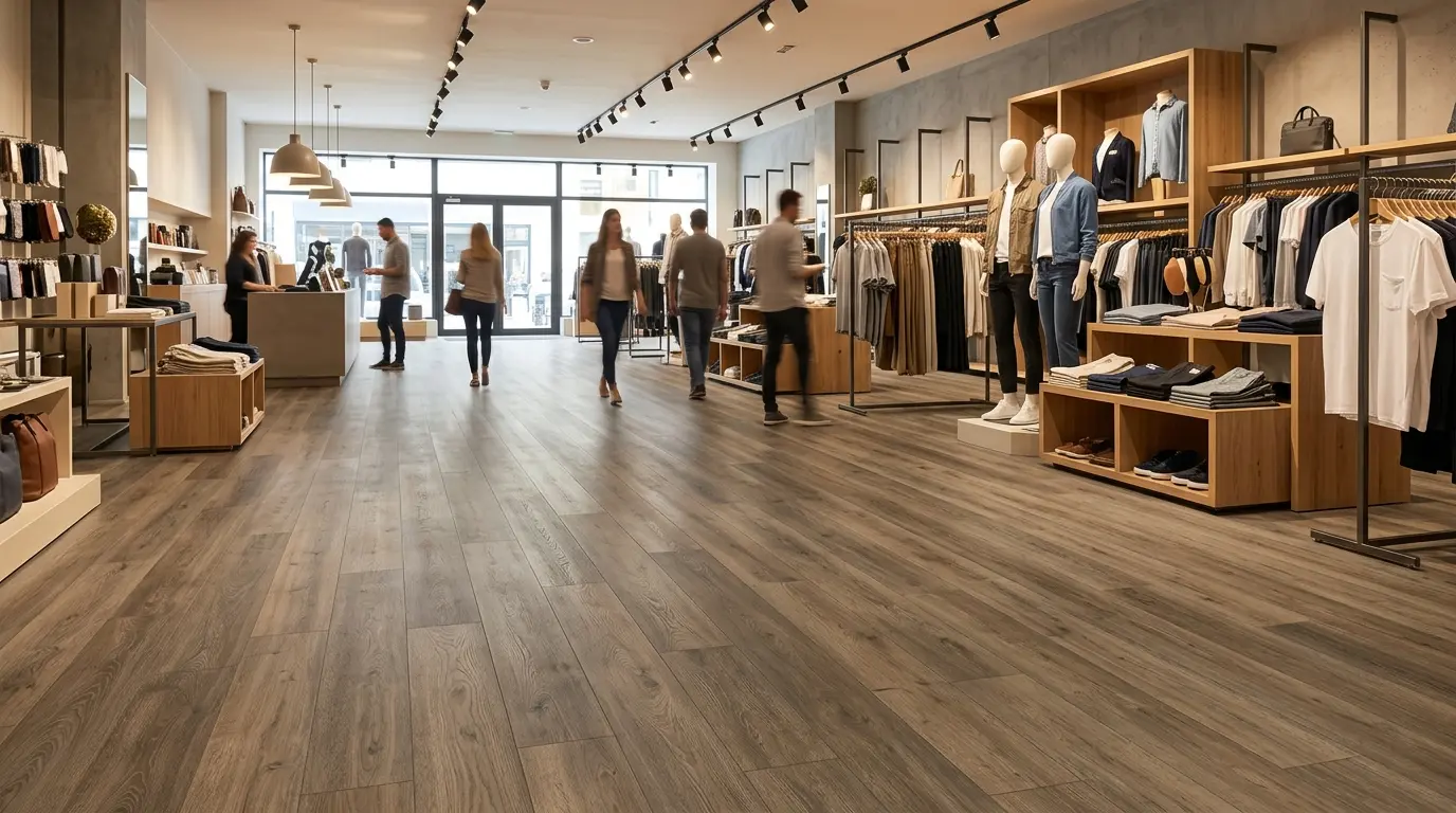 Commercial-grade flooring installed in a North Carolina retail space