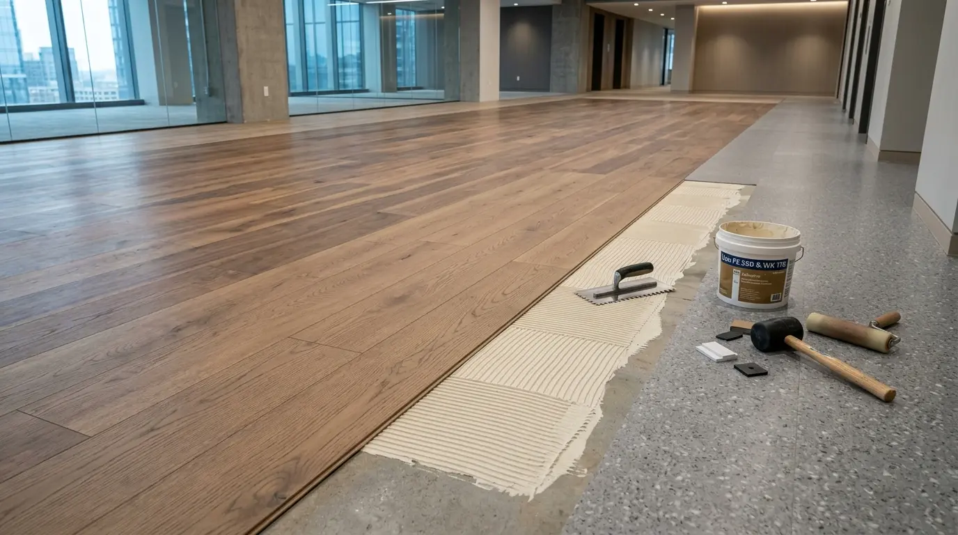 Glue-down flooring installation
